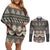Vintage Bula Fiji Masi Couples Matching Off Shoulder Short Dress and Long Sleeve Button Shirt Fijian Tapa Cloth - Polynesian Pride