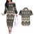Vintage Bula Fiji Masi Couples Matching Off The Shoulder Long Sleeve Dress and Hawaiian Shirt Fijian Tapa Cloth - Polynesian Pride