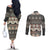 Vintage Bula Fiji Masi Couples Matching Off The Shoulder Long Sleeve Dress and Long Sleeve Button Shirt Fijian Tapa Cloth - Polynesian Pride