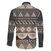 Vintage Bula Fiji Masi Family Matching Long Sleeve Bodycon Dress and Hawaiian Shirt Fijian Tapa Cloth - Polynesian Pride