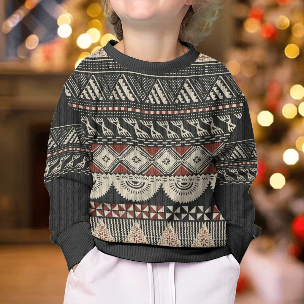 Vintage Bula Fiji Masi Kid Ugly Christmas Sweater Fijian Tapa Cloth LT14 - Polynesian Pride