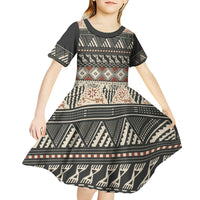 Vintage Bula Fiji Masi Kid Short Sleeve Dress Fijian Tapa Cloth - Polynesian Pride