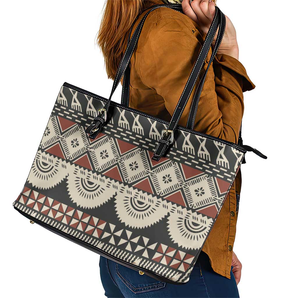 Vintage Bula Fiji Masi Leather Tote Bag Fijian Tapa Cloth - Polynesian Pride