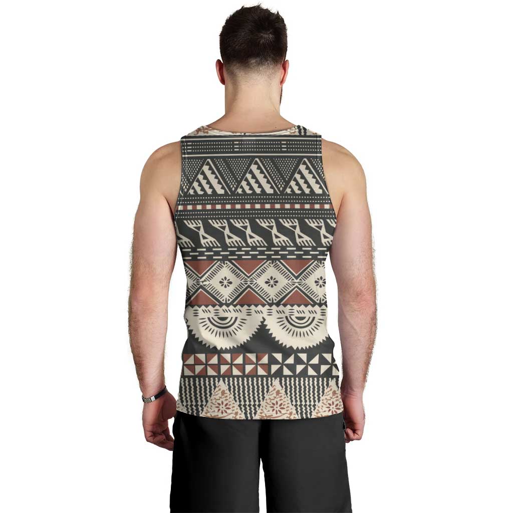 Vintage Bula Fiji Masi Men Tank Top Fijian Tapa Cloth - Polynesian Pride