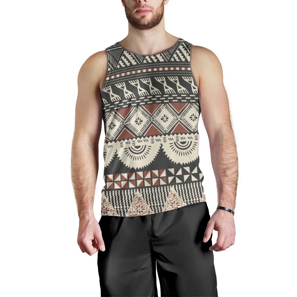 Vintage Bula Fiji Masi Men Tank Top Fijian Tapa Cloth - Polynesian Pride