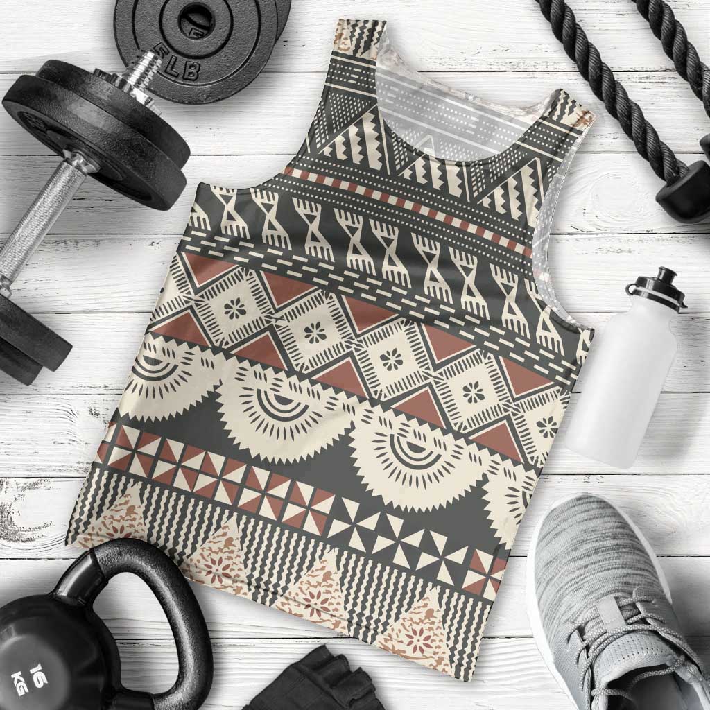 Vintage Bula Fiji Masi Men Tank Top Fijian Tapa Cloth - Polynesian Pride