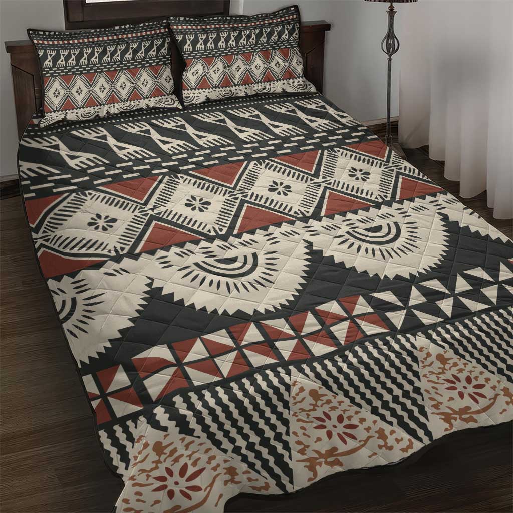 Vintage Bula Fiji Masi Quilt Bed Set Fijian Tapa Cloth - Polynesian Pride