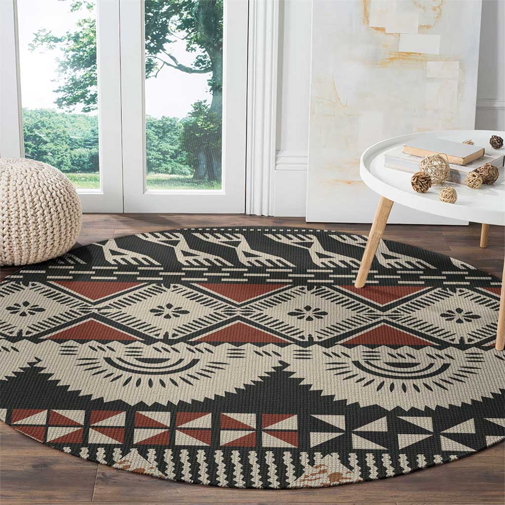 Vintage Bula Fiji Masi Round Carpet Fijian Tapa Cloth - Polynesian Pride