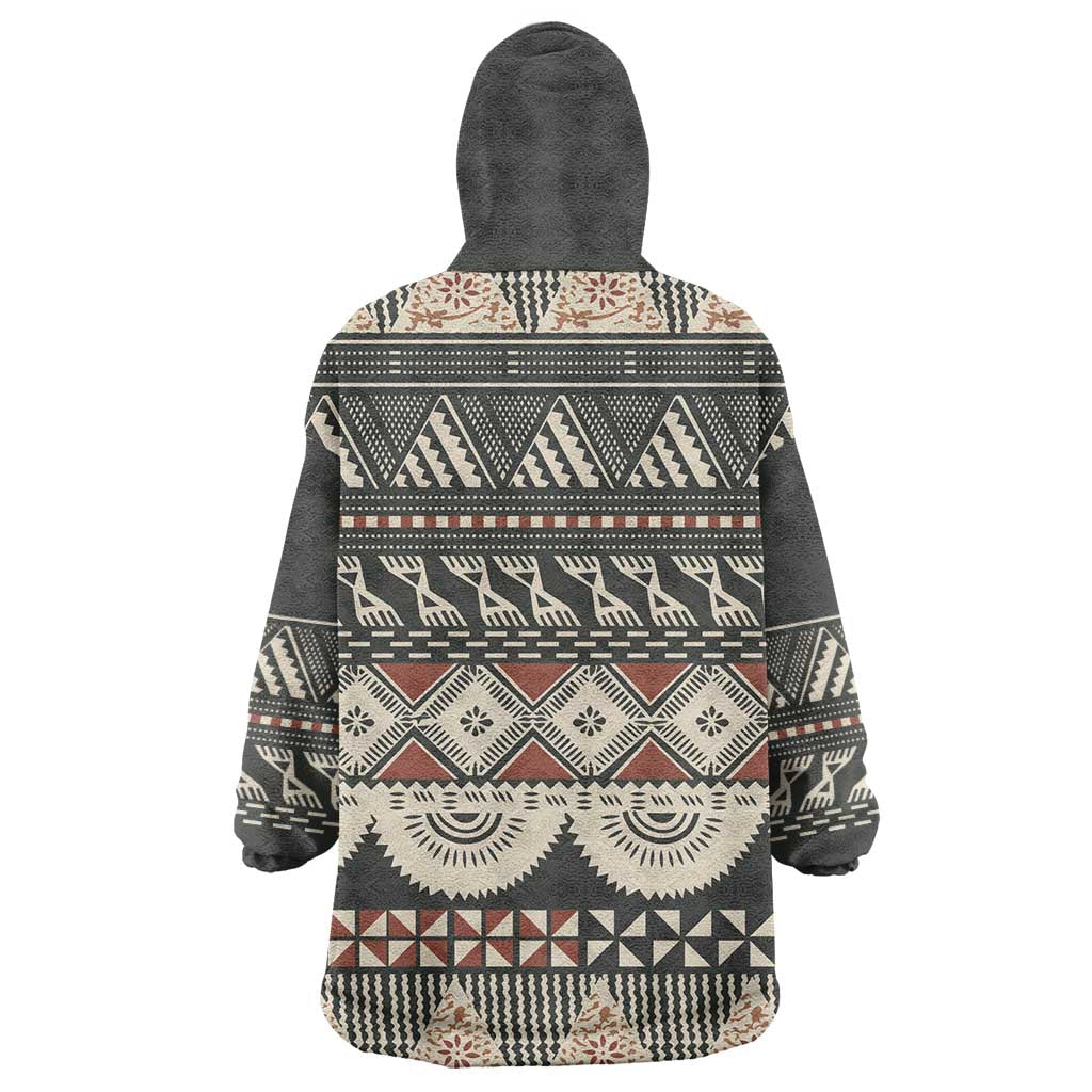 Vintage Bula Fiji Masi Wearable Blanket Hoodie Fijian Tapa Cloth - Polynesian Pride