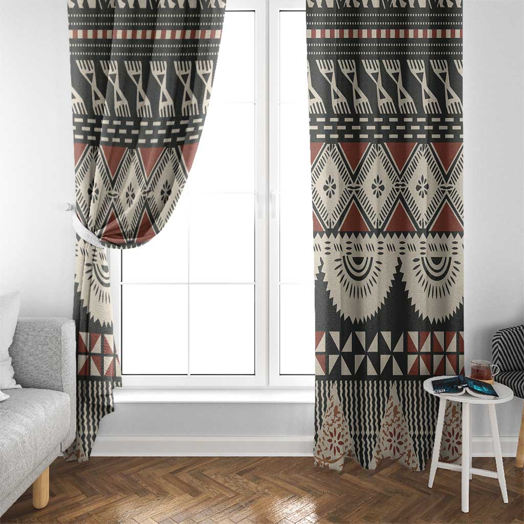 Vintage Bula Fiji Masi Window Curtain Fijian Tapa Cloth - Polynesian Pride