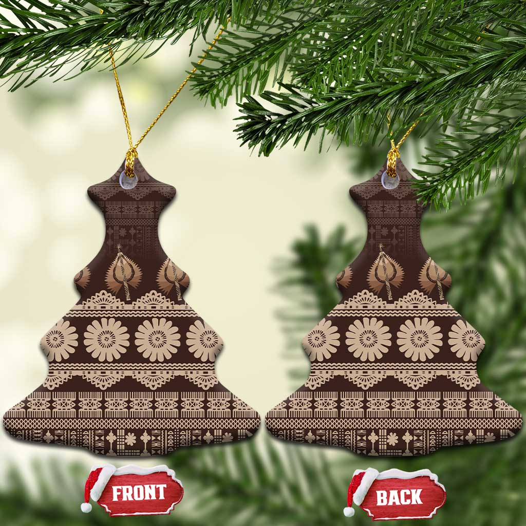 Bula Fiji Iri ni Meke Ceramic Ornament Kuvui Fijian Masi - Polynesian Pride
