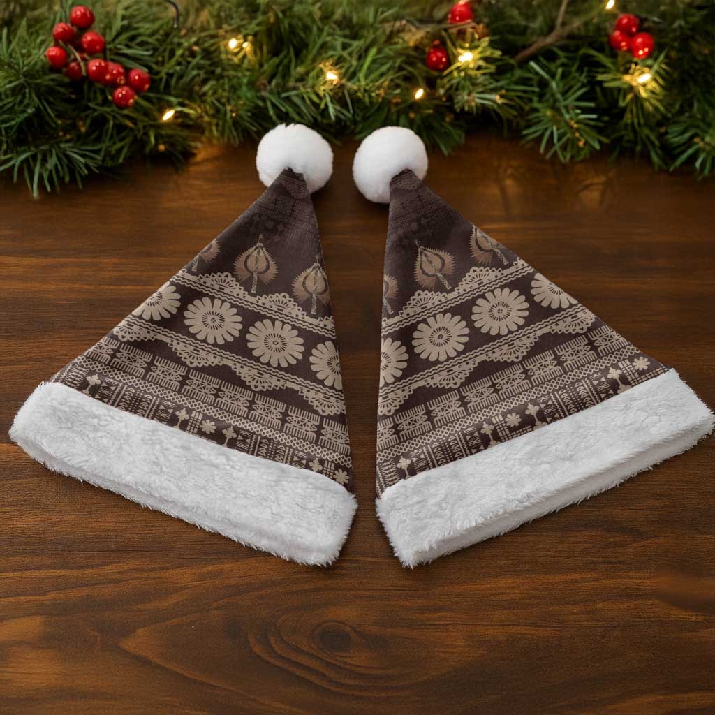 Bula Fiji Iri ni Meke Christmas Santa Hat Kuvui Fijian Masi - Polynesian Pride