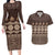 Bula Fiji Iri ni Meke Couples Matching Long Sleeve Bodycon Dress and Hawaiian Shirt Kuvui Fijian Masi - Polynesian Pride