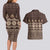 Bula Fiji Iri ni Meke Couples Matching Long Sleeve Bodycon Dress and Hawaiian Shirt Kuvui Fijian Masi - Polynesian Pride