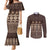 Bula Fiji Iri ni Meke Couples Matching Mermaid Dress and Long Sleeve Button Shirt Kuvui Fijian Masi - Polynesian Pride