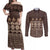 Bula Fiji Iri ni Meke Couples Matching Off Shoulder Maxi Dress and Long Sleeve Button Shirt Kuvui Fijian Masi - Polynesian Pride