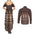 Bula Fiji Iri ni Meke Couples Matching Summer Maxi Dress and Long Sleeve Button Shirt Kuvui Fijian Masi - Polynesian Pride