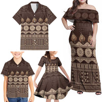 Bula Fiji Iri ni Meke Family Matching Off Shoulder Maxi Dress and Hawaiian Shirt Kuvui Fijian Masi - Polynesian Pride