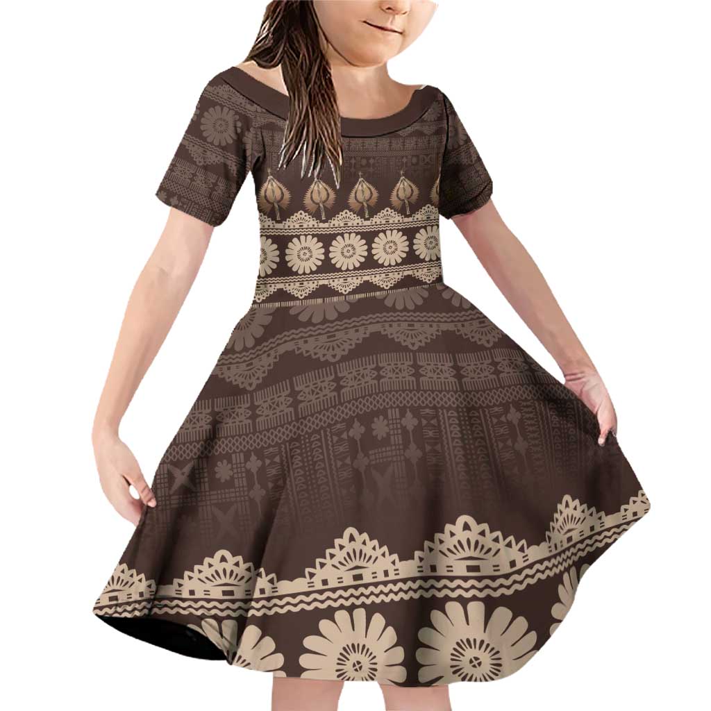 Bula Fiji Iri ni Meke Family Matching Off Shoulder Short Dress and Hawaiian Shirt Kuvui Fijian Masi - Polynesian Pride