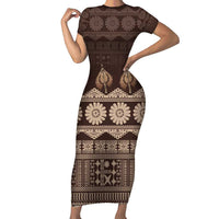 Bula Fiji Iri ni Meke Family Matching Short Sleeve Bodycon Dress and Hawaiian Shirt Kuvui Fijian Masi - Polynesian Pride