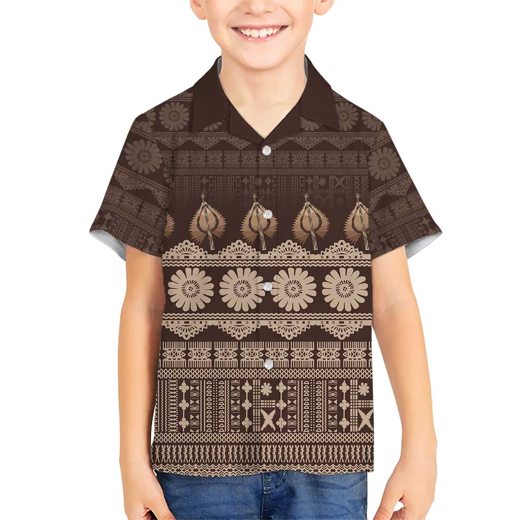Bula Fiji Iri ni Meke Kid Hawaiian Shirt Kuvui Fijian Masi - Polynesian Pride