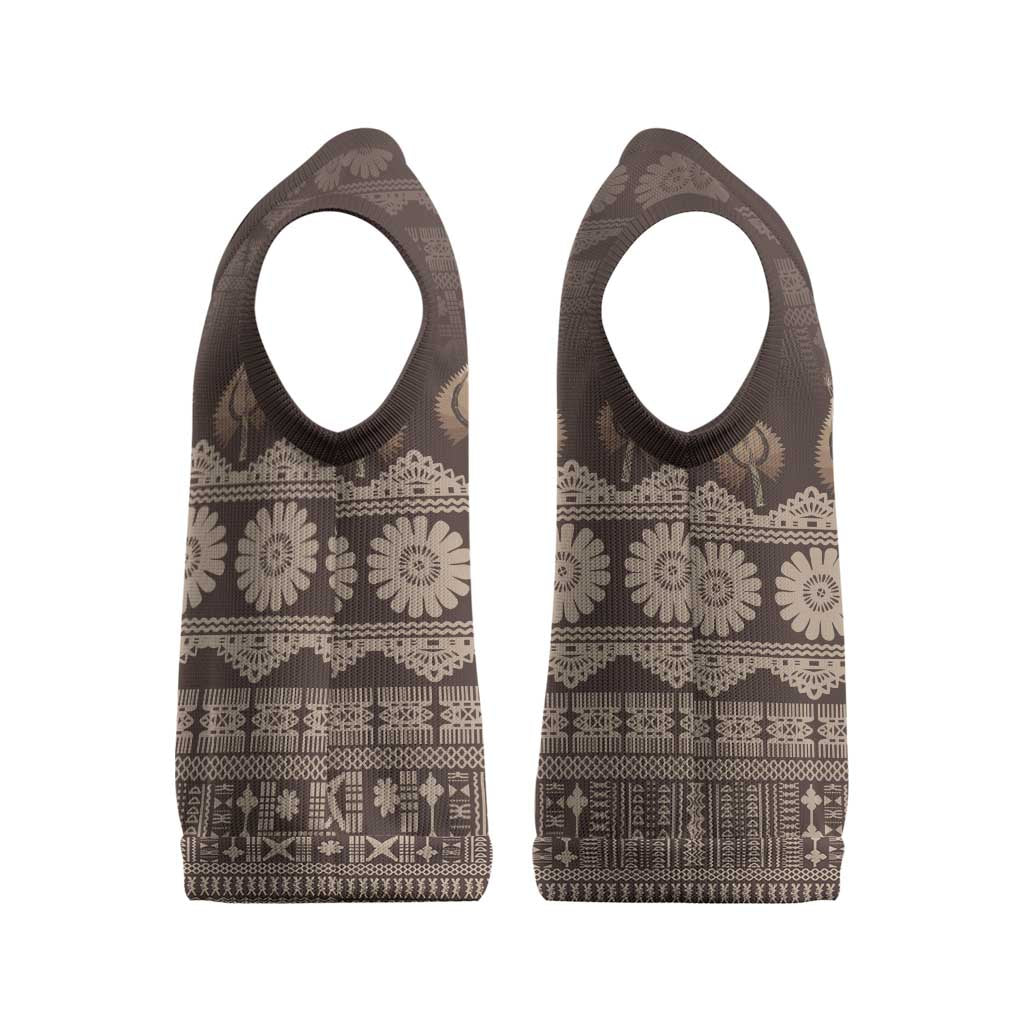 Bula Fiji Iri ni Meke Christmas Knitted V-Neck Vest Kuvui Fijian Masi LT14 - Polynesian Pride