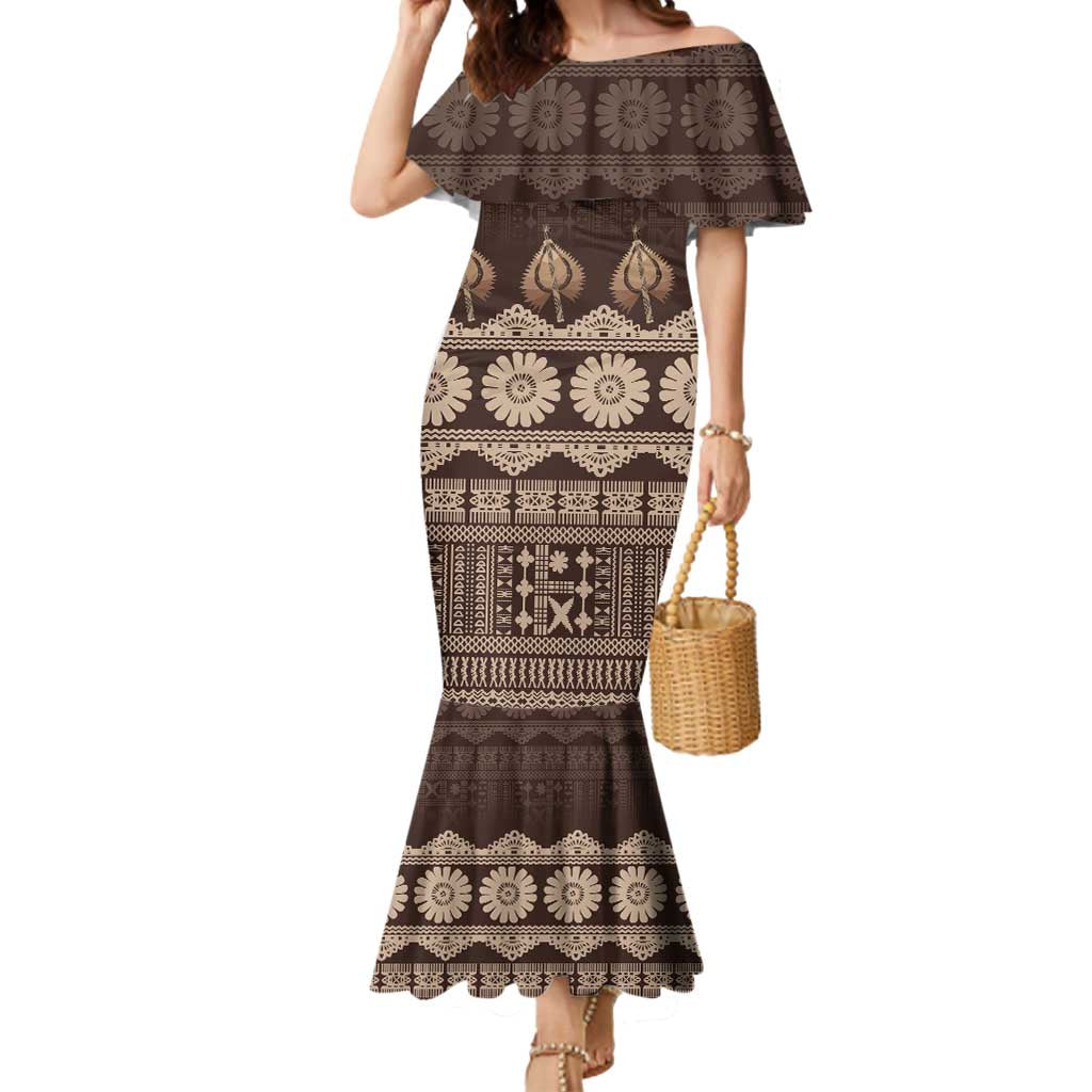 Bula Fiji Iri ni Meke Mermaid Dress Kuvui Fijian Masi - Polynesian Pride