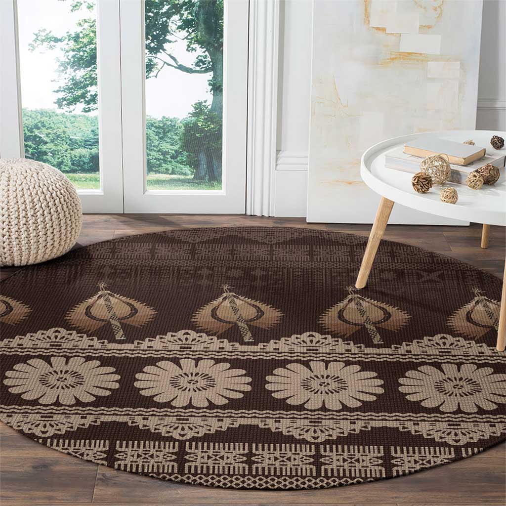 Bula Fiji Iri ni Meke Round Carpet Kuvui Fijian Masi - Polynesian Pride