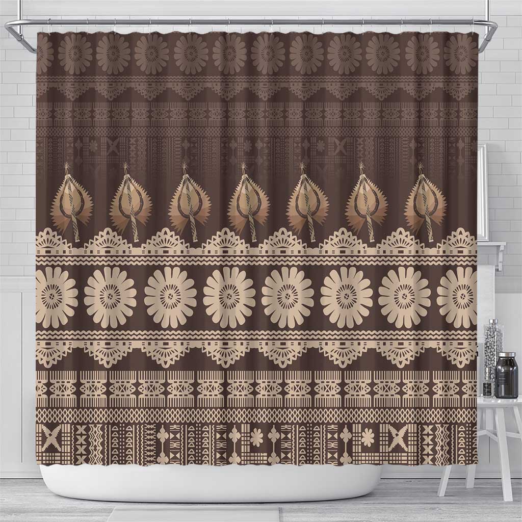 Bula Fiji Iri ni Meke Shower Curtain Kuvui Fijian Masi - Polynesian Pride