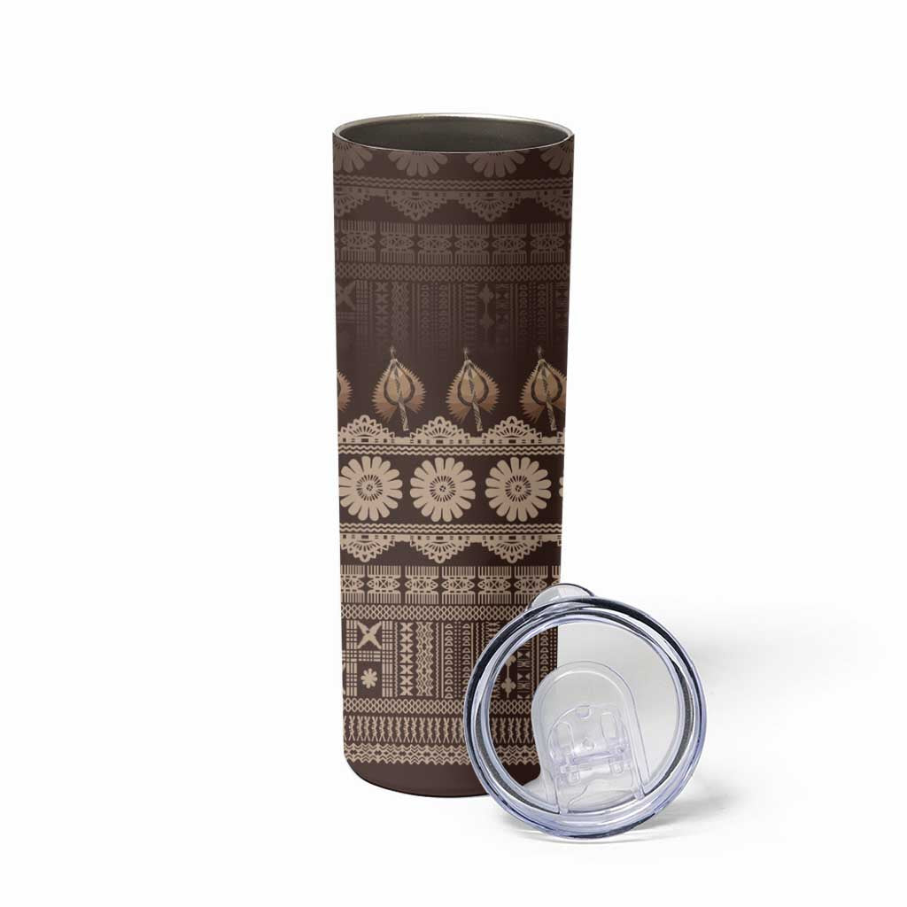 Bula Fiji Iri ni Meke Skinny Tumbler Kuvui Fijian Masi - Polynesian Pride