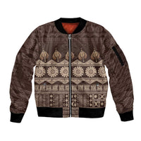 Bula Fiji Iri ni Meke Sleeve Zip Bomber Jacket Kuvui Fijian Masi - Polynesian Pride