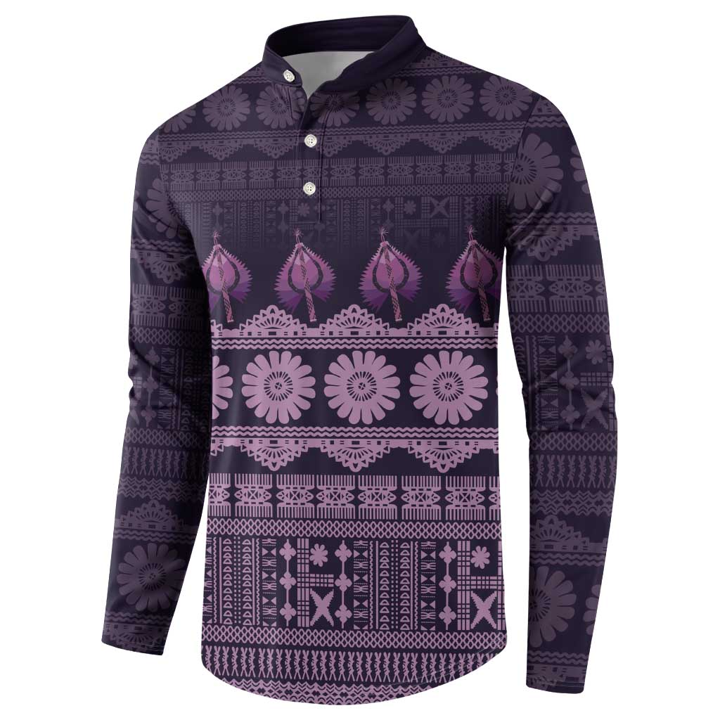 Bula Fiji Iri ni Meke Button Sweatshirt Lokaloka Fijian Masi LT14 - Polynesian Pride