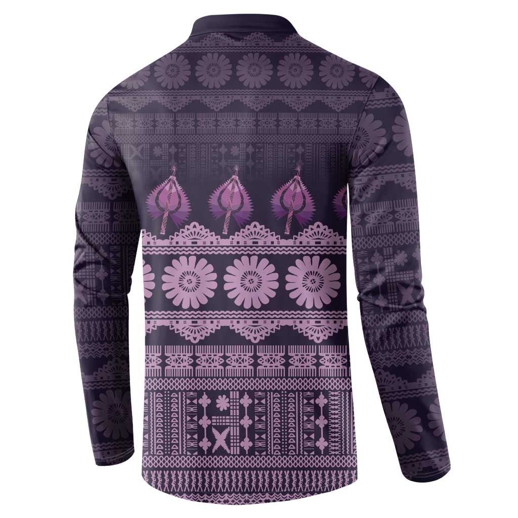Bula Fiji Iri ni Meke Button Sweatshirt Lokaloka Fijian Masi LT14 - Polynesian Pride