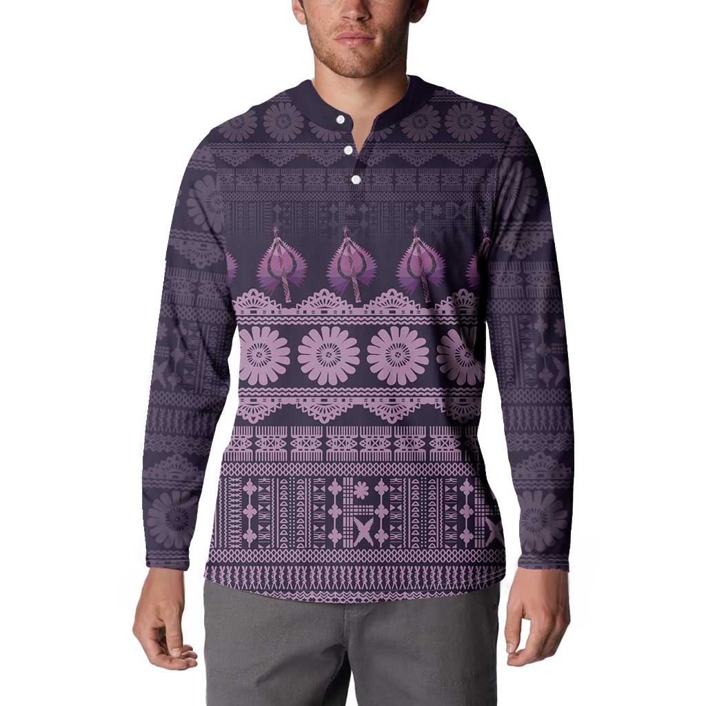 Bula Fiji Iri ni Meke Button Sweatshirt Lokaloka Fijian Masi LT14 - Polynesian Pride