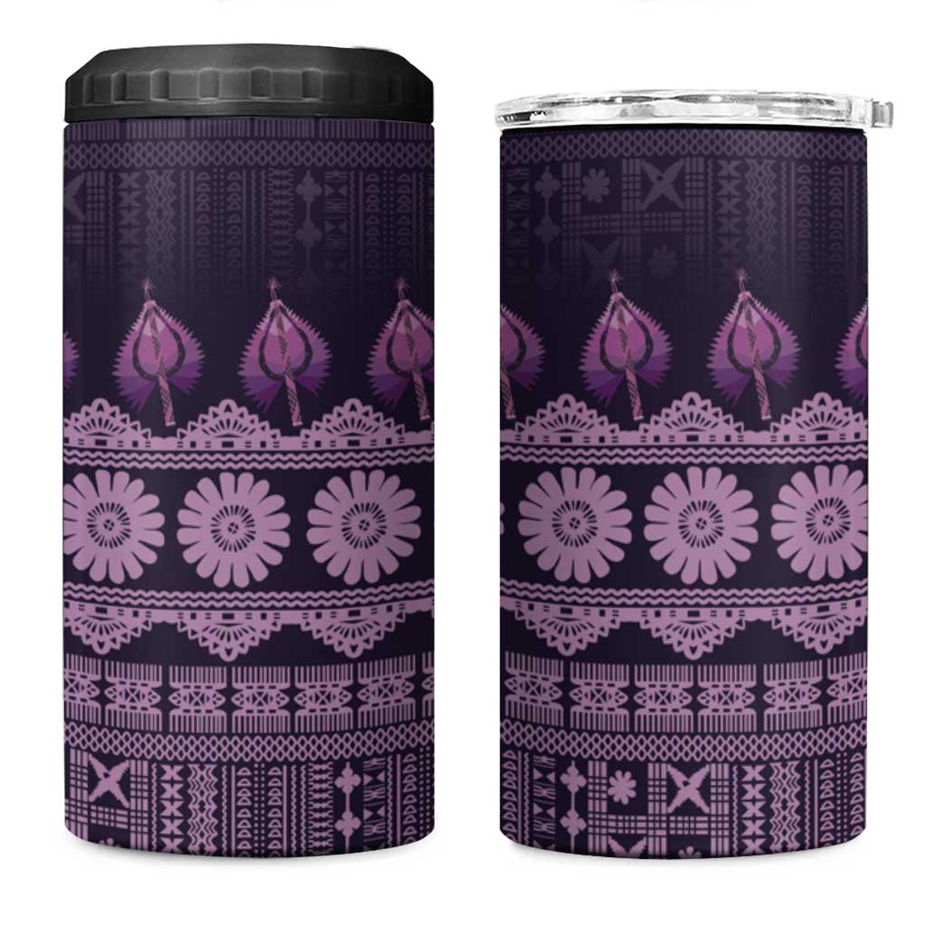 Bula Fiji Iri ni Meke 4 in 1 Can Cooler Tumbler Lokaloka Fijian Masi - Polynesian Pride