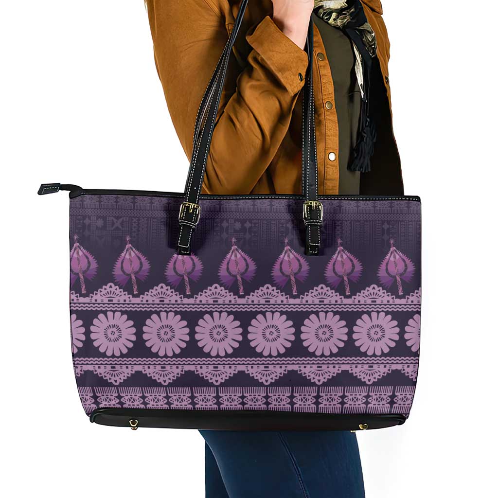 Bula Fiji Iri ni Meke Leather Tote Bag Lokaloka Fijian Masi - Polynesian Pride