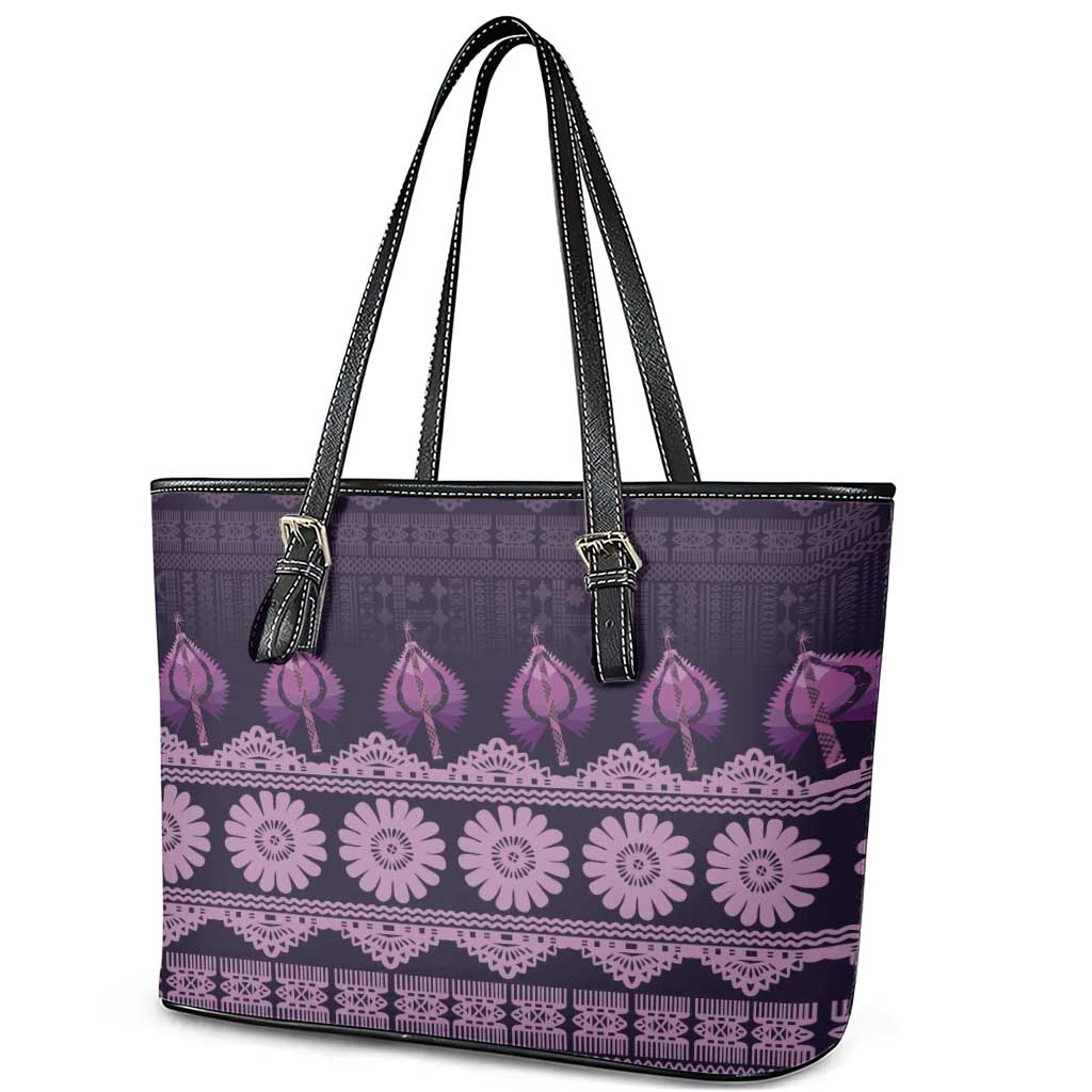 Bula Fiji Iri ni Meke Leather Tote Bag Lokaloka Fijian Masi - Polynesian Pride