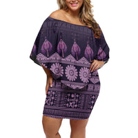 Bula Fiji Iri ni Meke Off Shoulder Short Dress Lokaloka Fijian Masi - Polynesian Pride
