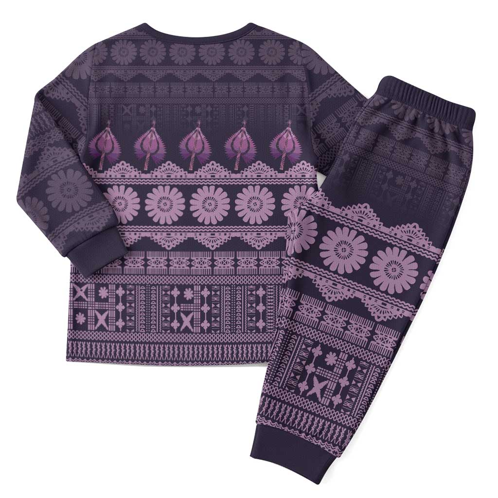 Bula Fiji Iri ni Meke Christmas Pajama Set Lokaloka Fijian Masi LT14 - Polynesian Pride