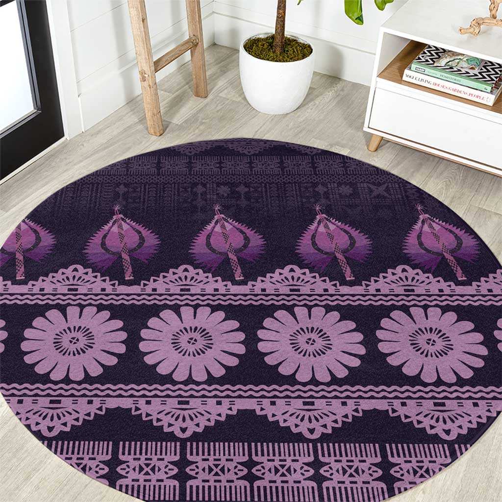 Bula Fiji Iri ni Meke Round Carpet Lokaloka Fijian Masi - Polynesian Pride