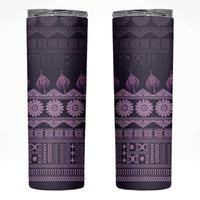 Bula Fiji Iri ni Meke Skinny Tumbler Lokaloka Fijian Masi LT14 Purple - Polynesian Pride