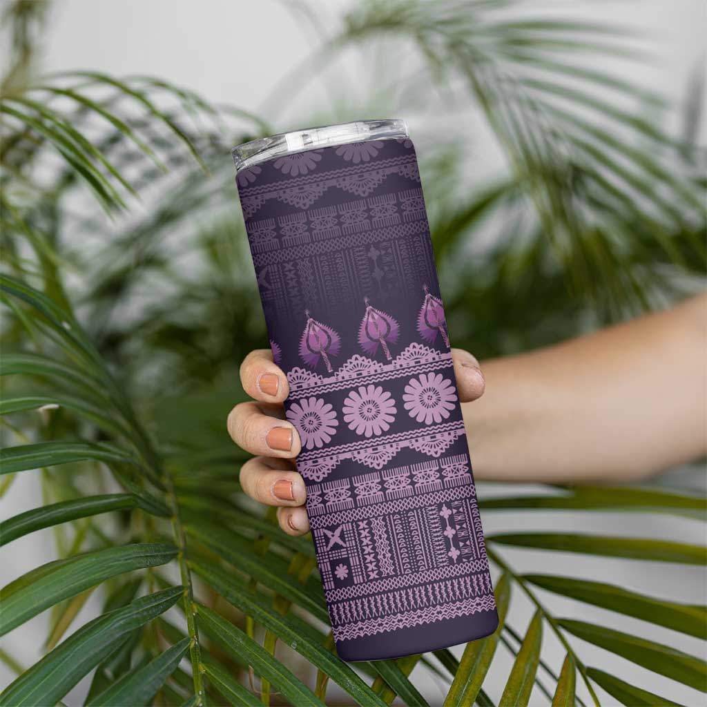 Bula Fiji Iri ni Meke Skinny Tumbler Lokaloka Fijian Masi LT14 - Polynesian Pride