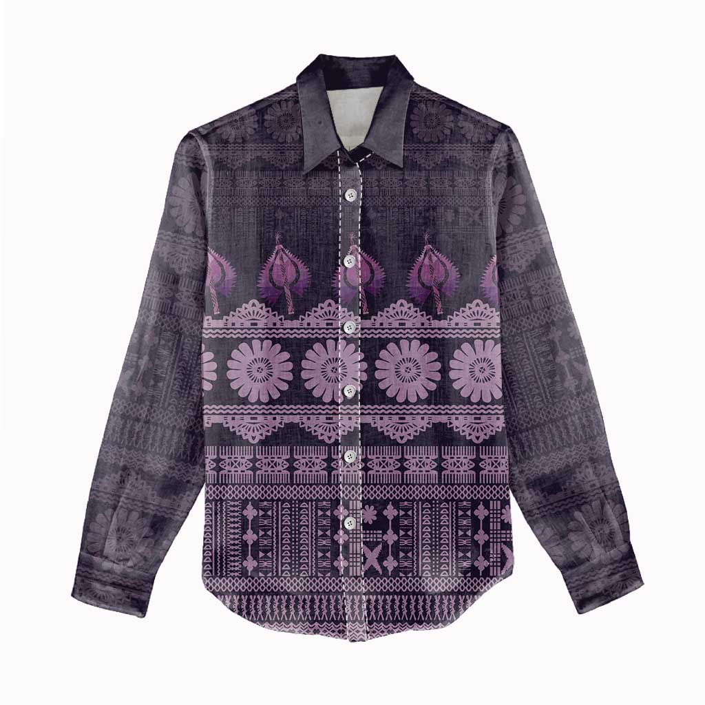 Bula Fiji Iri ni Meke Women Casual Shirt Lokaloka Fijian Masi - Polynesian Pride