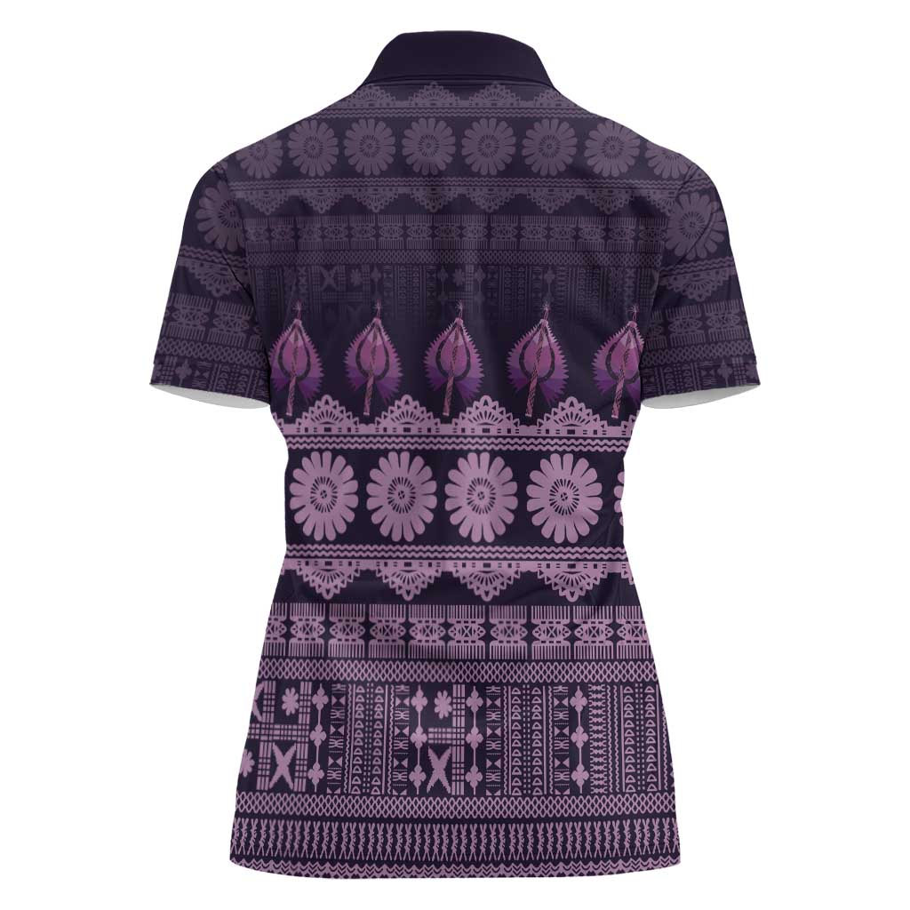 Bula Fiji Iri ni Meke Women Polo Shirt Lokaloka Fijian Masi - Polynesian Pride