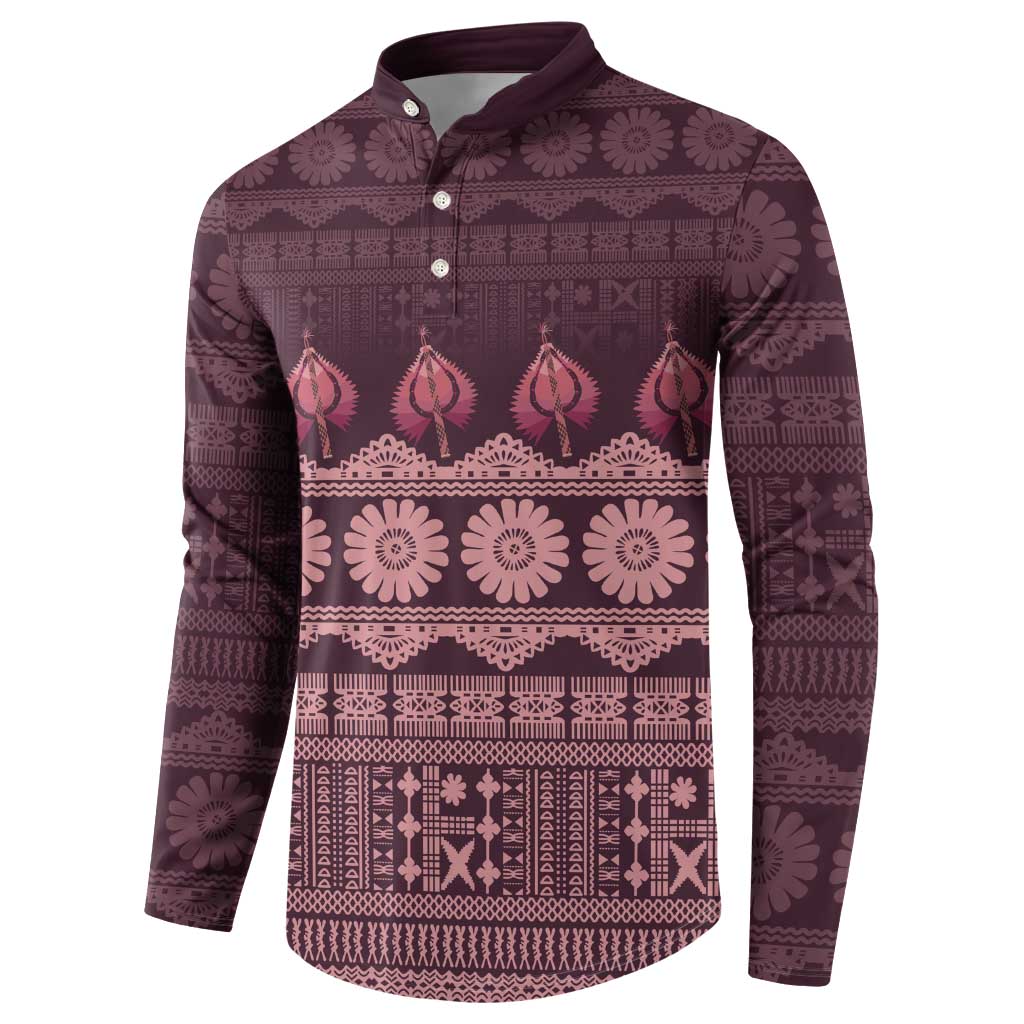 Bula Fiji Iri ni Meke Button Sweatshirt Piqi Fijian Masi LT14 - Polynesian Pride