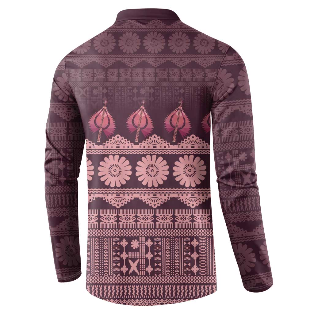 Bula Fiji Iri ni Meke Button Sweatshirt Piqi Fijian Masi LT14 - Polynesian Pride