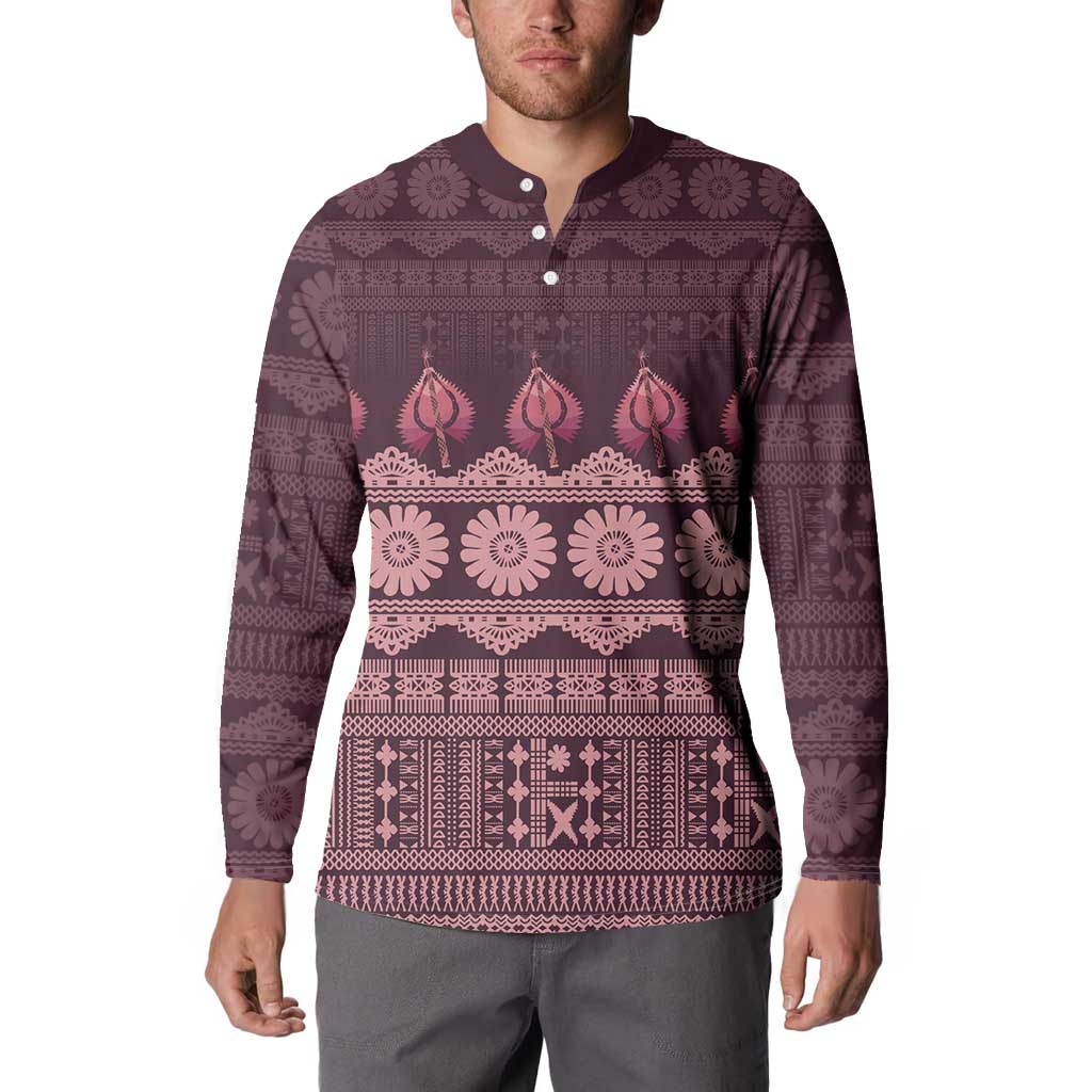 Bula Fiji Iri ni Meke Button Sweatshirt Piqi Fijian Masi LT14 - Polynesian Pride