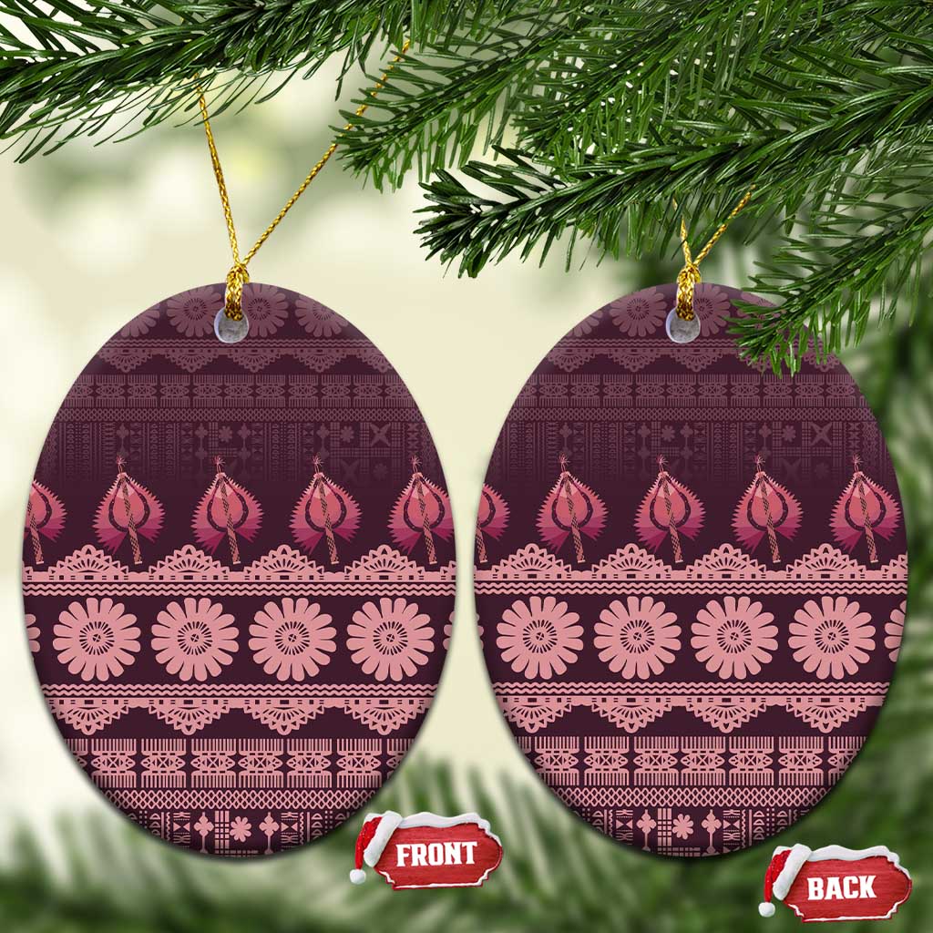 Bula Fiji Iri ni Meke Ceramic Ornament Piqi Fijian Masi - Polynesian Pride