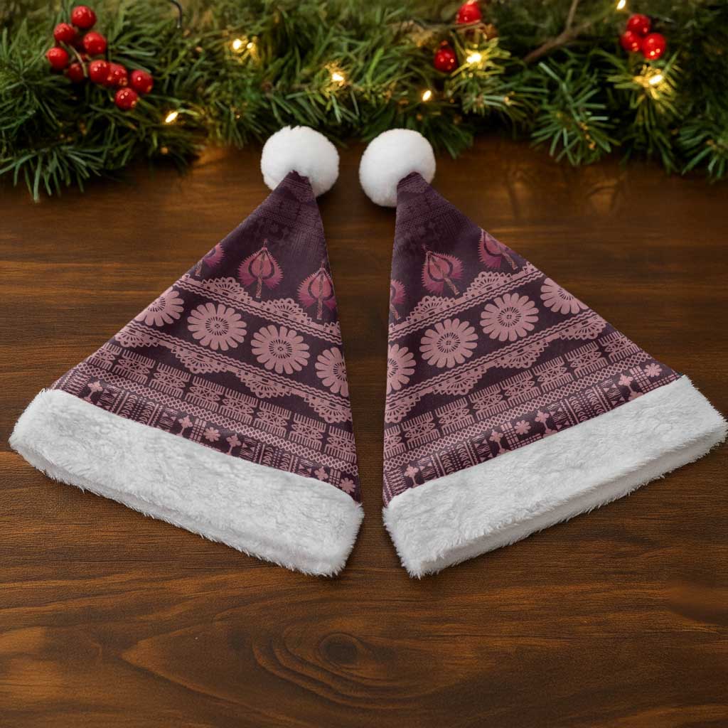 Bula Fiji Iri ni Meke Christmas Santa Hat Piqi Fijian Masi - Polynesian Pride