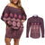 Bula Fiji Iri ni Meke Couples Matching Off Shoulder Short Dress and Long Sleeve Button Shirt Piqi Fijian Masi - Polynesian Pride